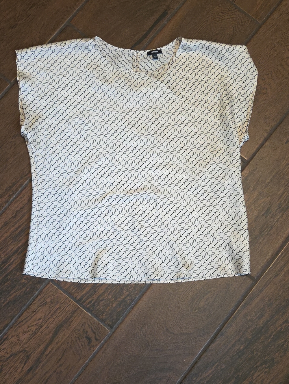 Express White Blouse with Black Geometric Print